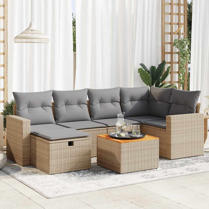 Set Divani da Giardino 7 pz con Cuscini in Polyrattan