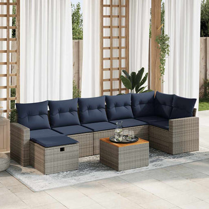 Set Divano da Giardino 8 pz con Cuscini Grigio in Polyrattan | homemem39