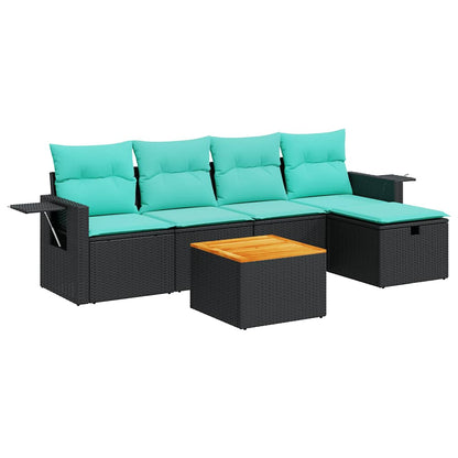 Set Divano da Giardino 6 pz con Cuscini Nero in Polyrattan | homemem39