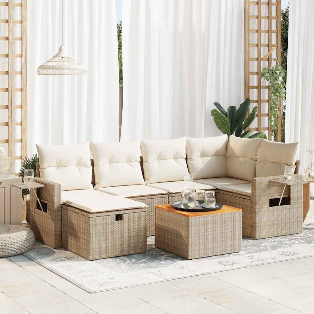 Set Divani da Giardino 7 pz con Cuscini in Polyrattan