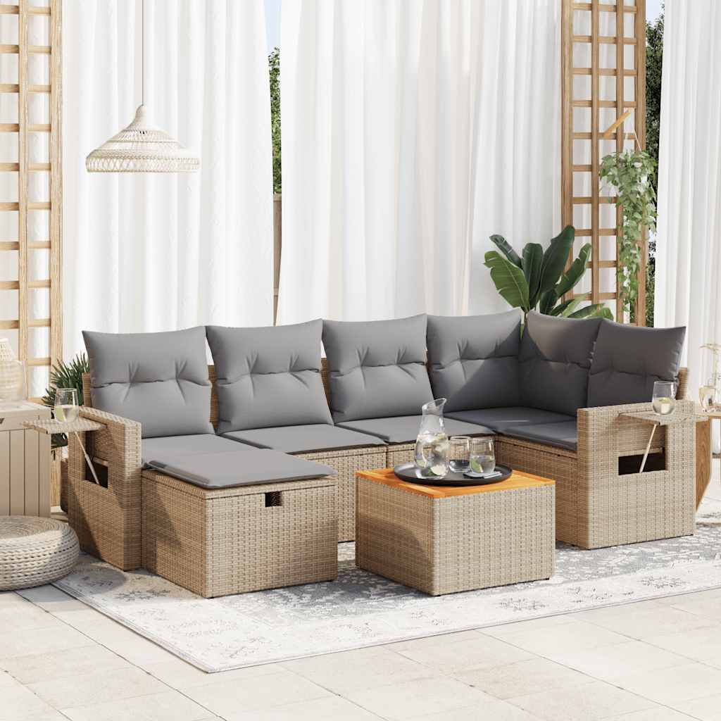 Set Divani da Giardino 7 pz con Cuscini in Polyrattan