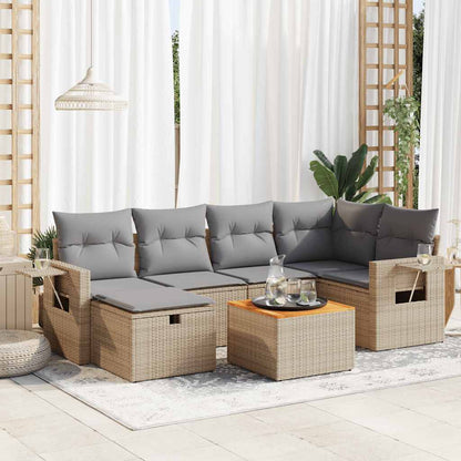 Set Divani da Giardino 7 pz con Cuscini in Polyrattan