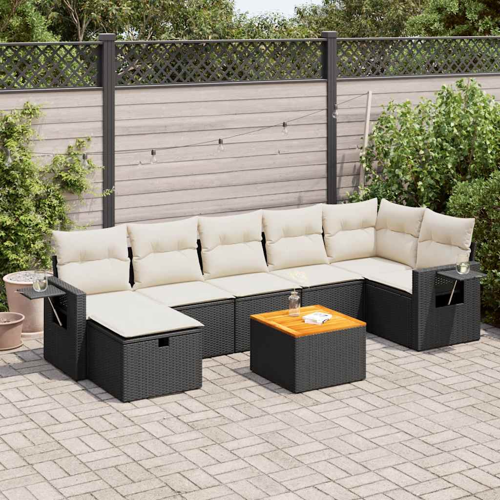 Set Divani da Giardino con Cuscini 8 pz Nero in Polyrattan | homemem39
