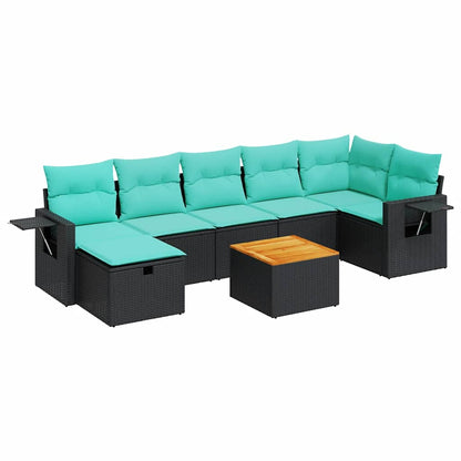 Set Divani da Giardino con Cuscini 8 pz Nero in Polyrattan