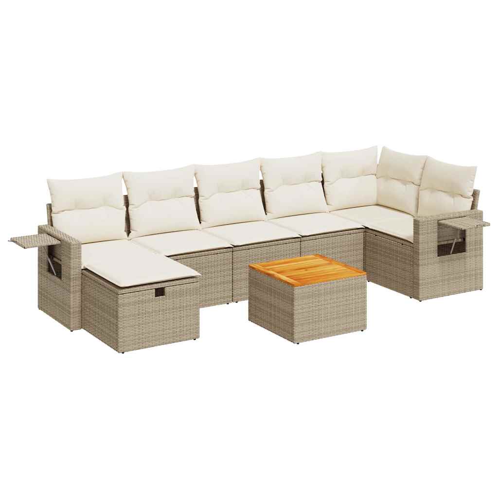 Set Divano da Giardino 8 pz con Cuscini Beige in Polyrattan - homemem39