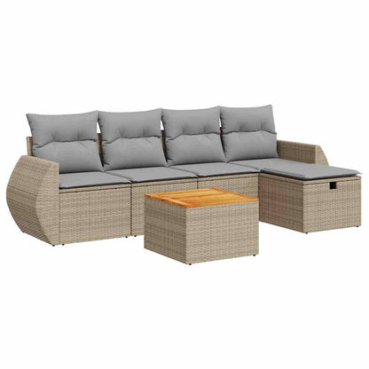 Set Divano da Giardino 6 pz con Cuscini Beige in Polyrattan - homemem39