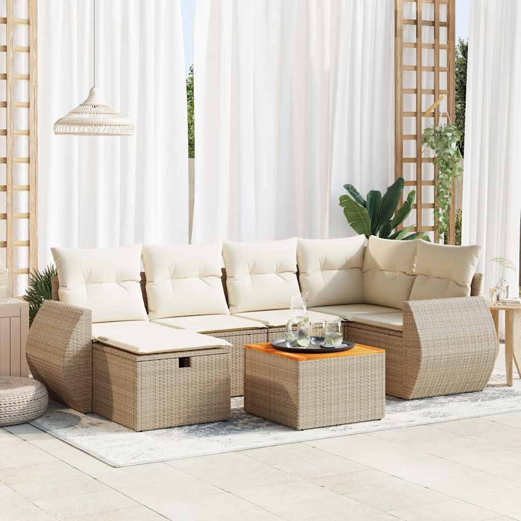 Set Divani da Giardino 7 pz con Cuscini in Polyrattan