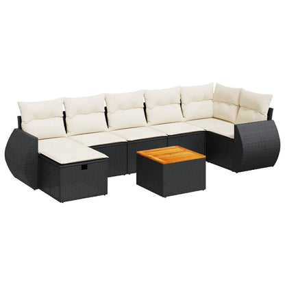 Set Divani da Giardino con Cuscini 8 pz Nero in Polyrattan | homemem39