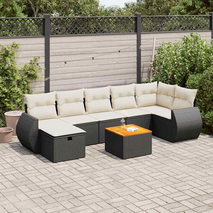 Set Divani da Giardino con Cuscini 8 pz Nero in Polyrattan | homemem39