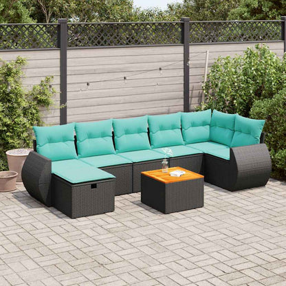 Set Divani da Giardino con Cuscini 8 pz Nero in Polyrattan