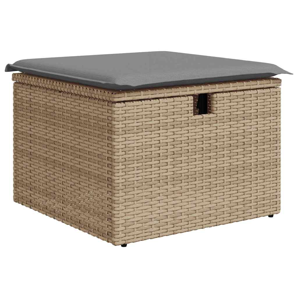 Set Divano da Giardino 9 pz con Cuscini Beige in Polyrattan