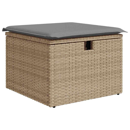 Set Divano da Giardino 9 pz con Cuscini Beige in Polyrattan