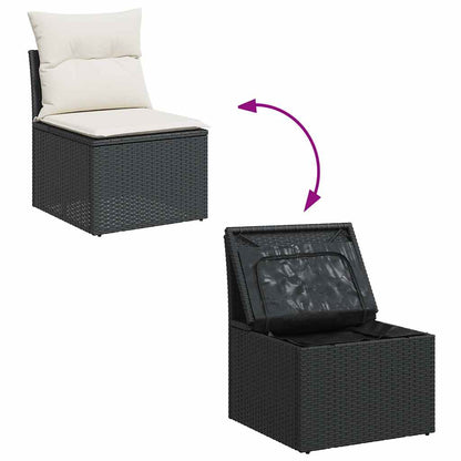 Set Divani da Giardino con Cuscini 7pz Nero Polyrattan | homemem39