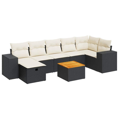 Set Divani da Giardino con Cuscini 8 pz Nero in Polyrattan | homemem39
