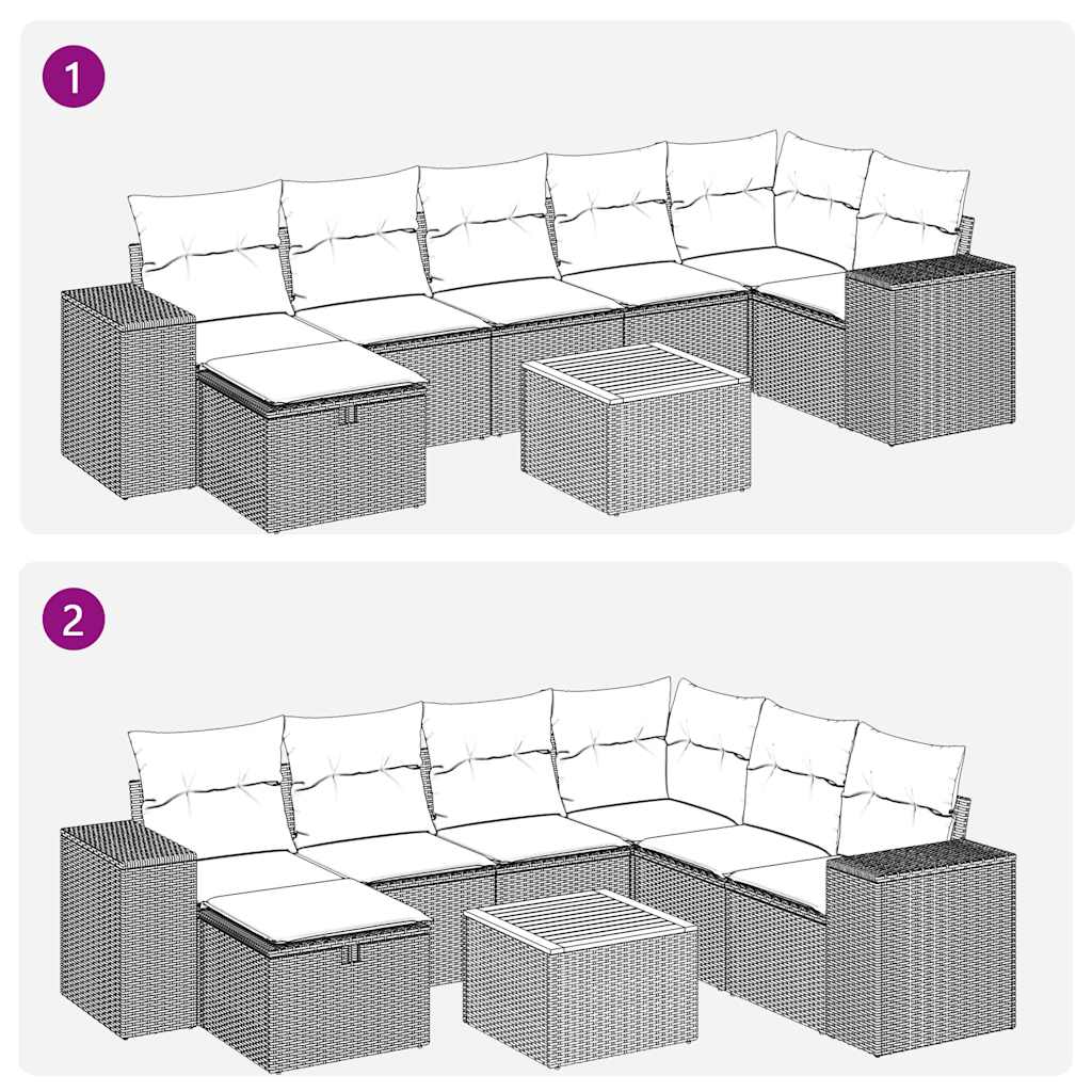 Set Divani da Giardino con Cuscini 8 pz Nero in Polyrattan | homemem39