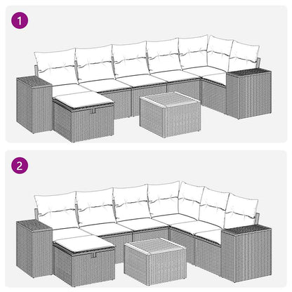 Set Divani da Giardino con Cuscini 8 pz Nero in Polyrattan | homemem39