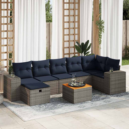 Set Divano da Giardino 8 pz con Cuscini Grigio in Polyrattan | homemem39