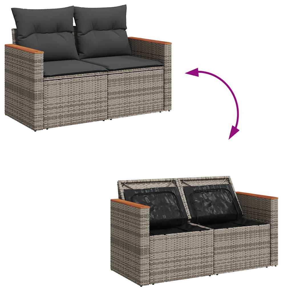 Set Divani da Giardino 4 pz con Cuscini in Polyrattan Grigio | homemem39