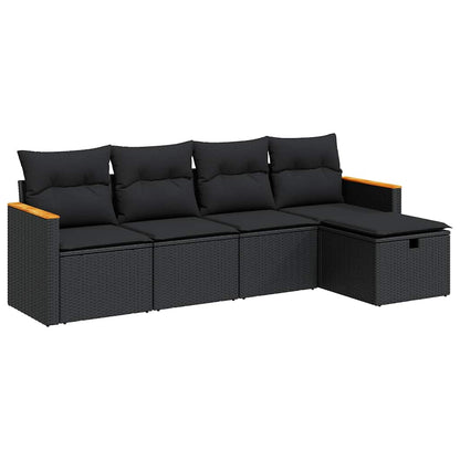 Set Divani da Giardino 5 pz con Cuscini in Polyrattan Nero | homemem39