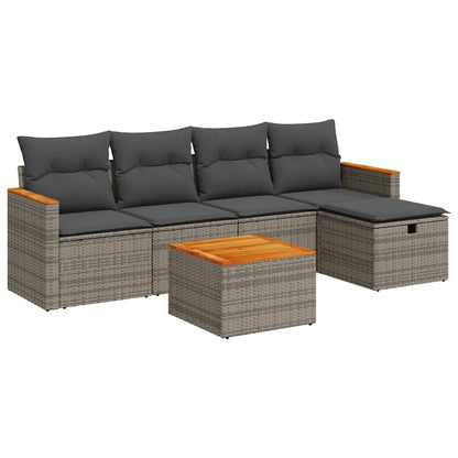 Set Divano da Giardino 6 pz con Cuscini Grigio in Polyrattan | homemem39