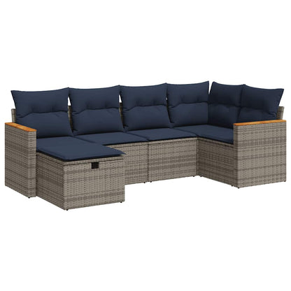 Set Divano da Giardino 6 pz con Cuscini Grigio in Polyrattan | homemem39