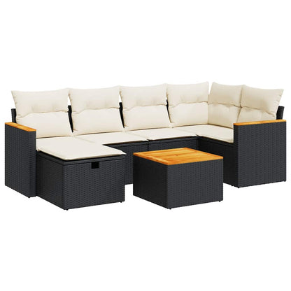 Set Divani da Giardino con Cuscini 7pz Nero Polyrattan - homemem39