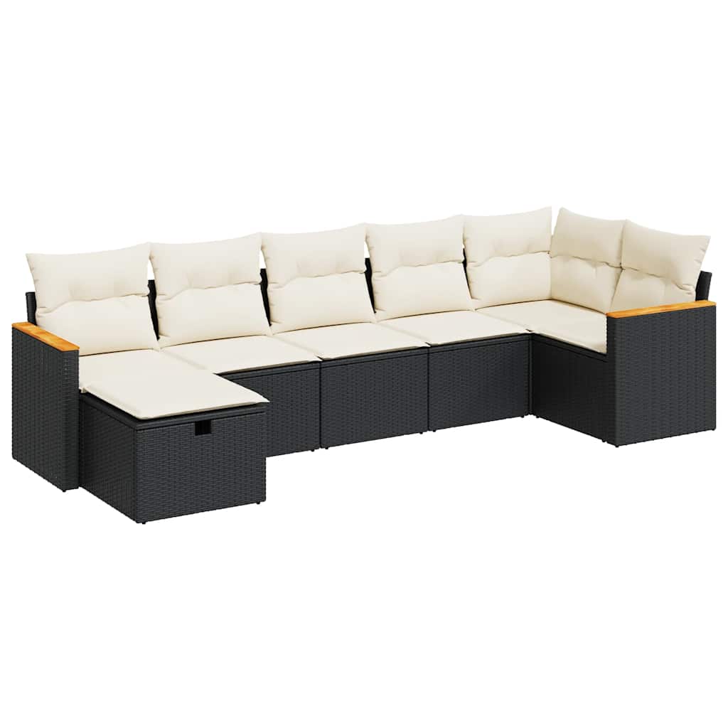 Set Divani da Giardino con Cuscini 7pz Nero Polyrattan - homemem39