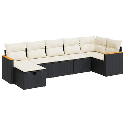 Set Divani da Giardino con Cuscini 7pz Nero Polyrattan - homemem39