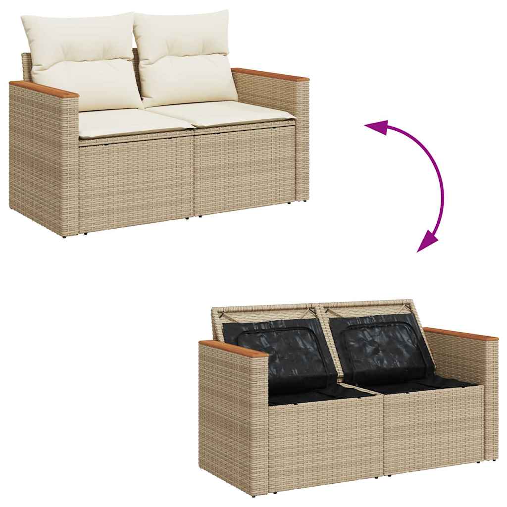 Set Divani da Giardino 7 pz con Cuscini Beige in Polyrattan | homemem39