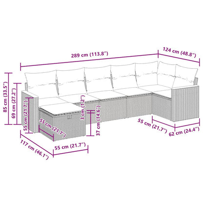 Set Divani da Giardino 7 pz con Cuscini Grigio in Polyrattan | homemem39