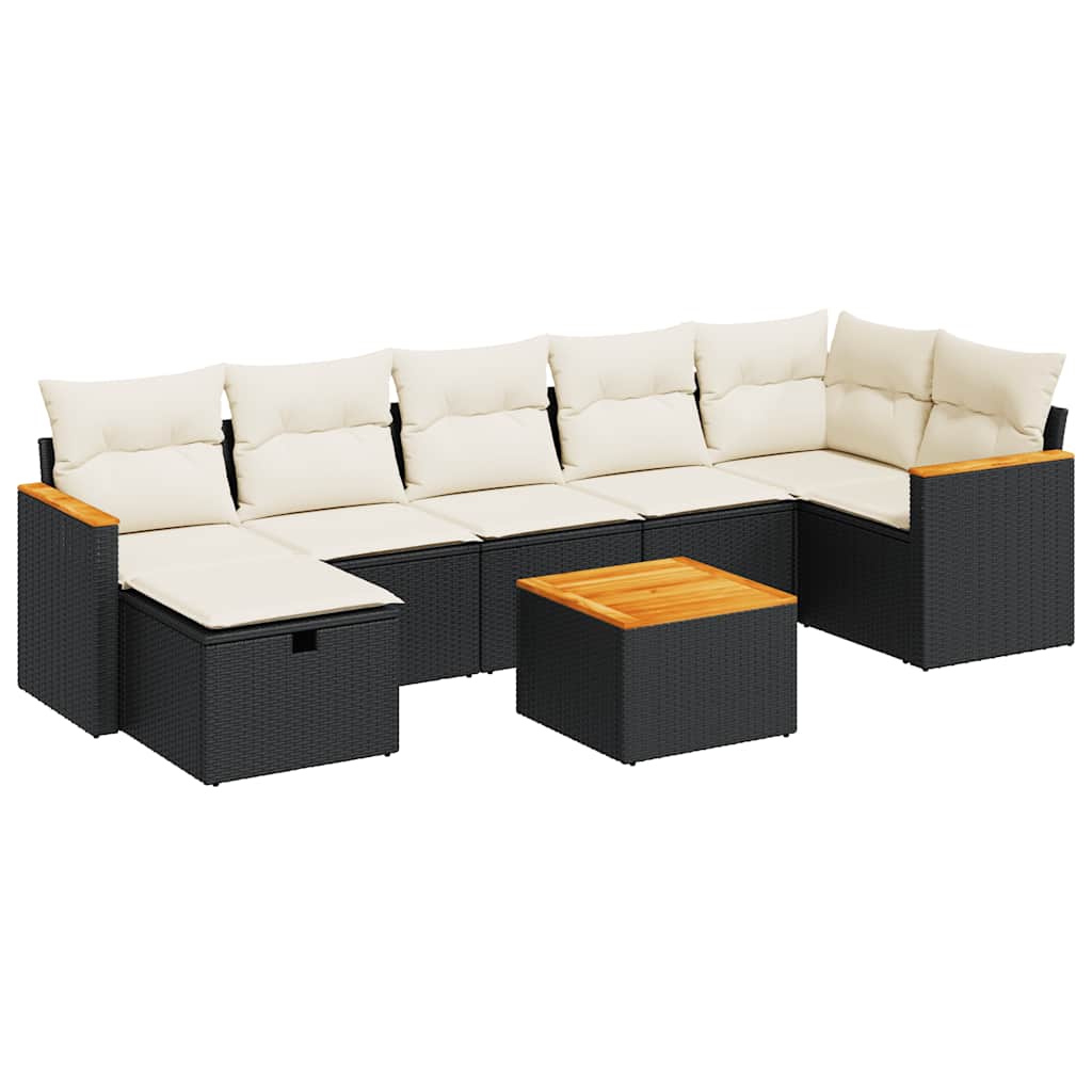 Set Divani da Giardino con Cuscini 8 pz Nero in Polyrattan - homemem39