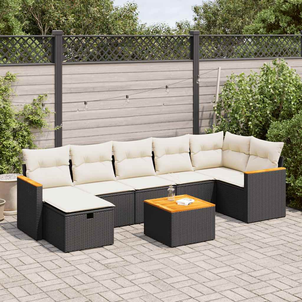 Set Divani da Giardino con Cuscini 8 pz Nero in Polyrattan - homemem39