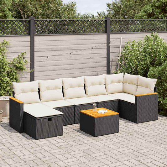 Set Divani da Giardino con Cuscini 8 pz Nero in Polyrattan - homemem39