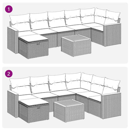 Set Divani da Giardino con Cuscini 8 pz Nero in Polyrattan | homemem39