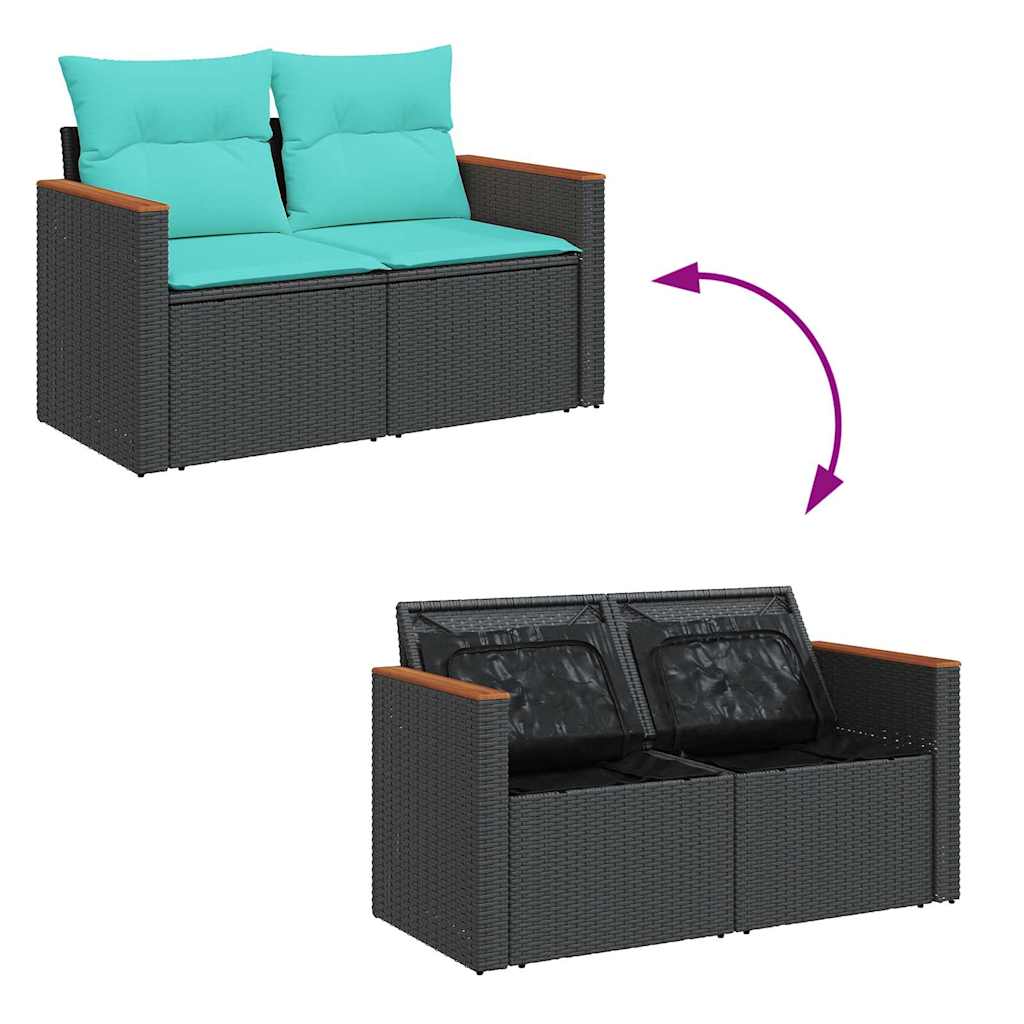 Set Divani da Giardino con Cuscini 8 pz Nero in Polyrattan | homemem39