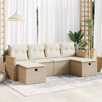 Set Divano da Giardino 6 pz con Cuscini Beige in Polyrattan | homemem39