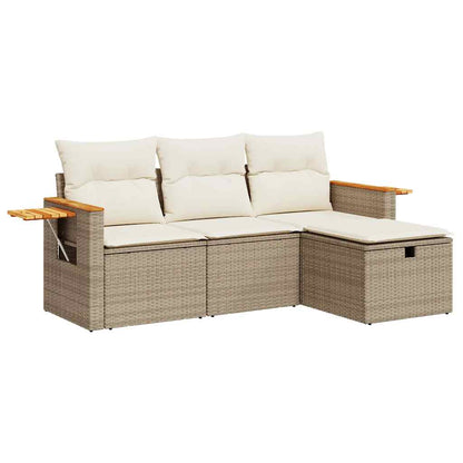 Set Divano da Giardino 4 pz con Cuscini in Polyrattan