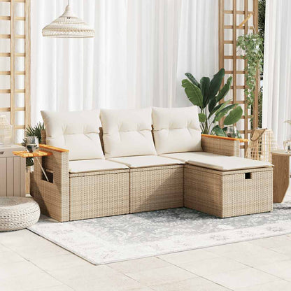 Set Divano da Giardino 4 pz con Cuscini in Polyrattan