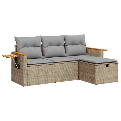 Set Divano da Giardino 4 pz con Cuscini in Polyrattan