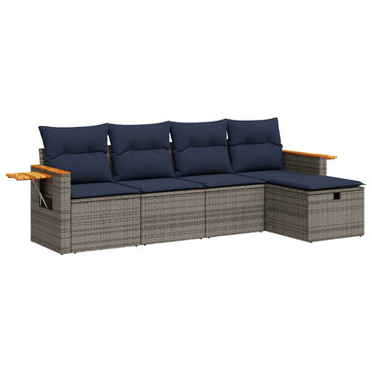 Set Divano da Giardino 5 pz con Cuscini Grigio in Polyrattan | homemem39