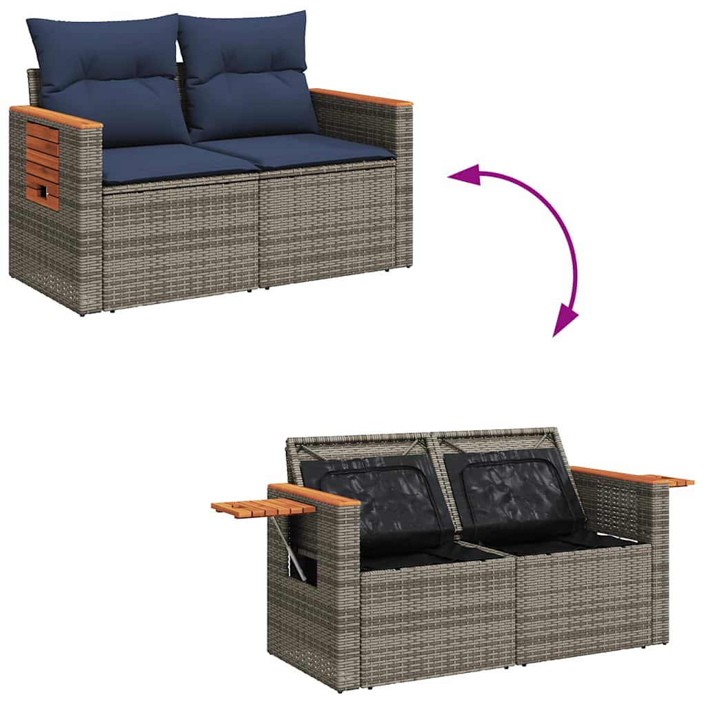 Set Divano da Giardino 5 pz con Cuscini Grigio in Polyrattan | homemem39