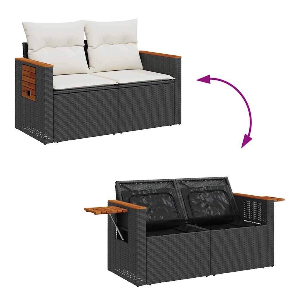 Set Divano da Giardino 6 pz con Cuscini Nero in Polyrattan | homemem39