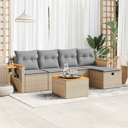 Set Divano da Giardino 6 pz con Cuscini Beige in Polyrattan - homemem39