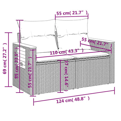 Set Divano da Giardino 6 pz con Cuscini Nero in Polyrattan