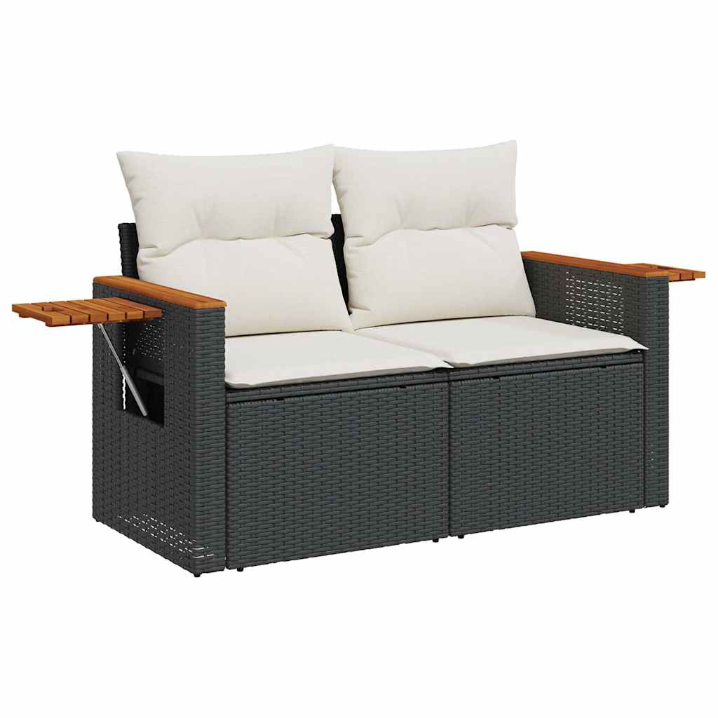 Set Divani da Giardino con Cuscini 7pz Nero Polyrattan | homemem39