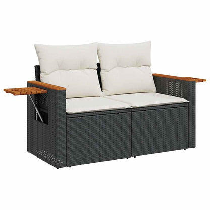 Set Divani da Giardino con Cuscini 7pz Nero Polyrattan | homemem39