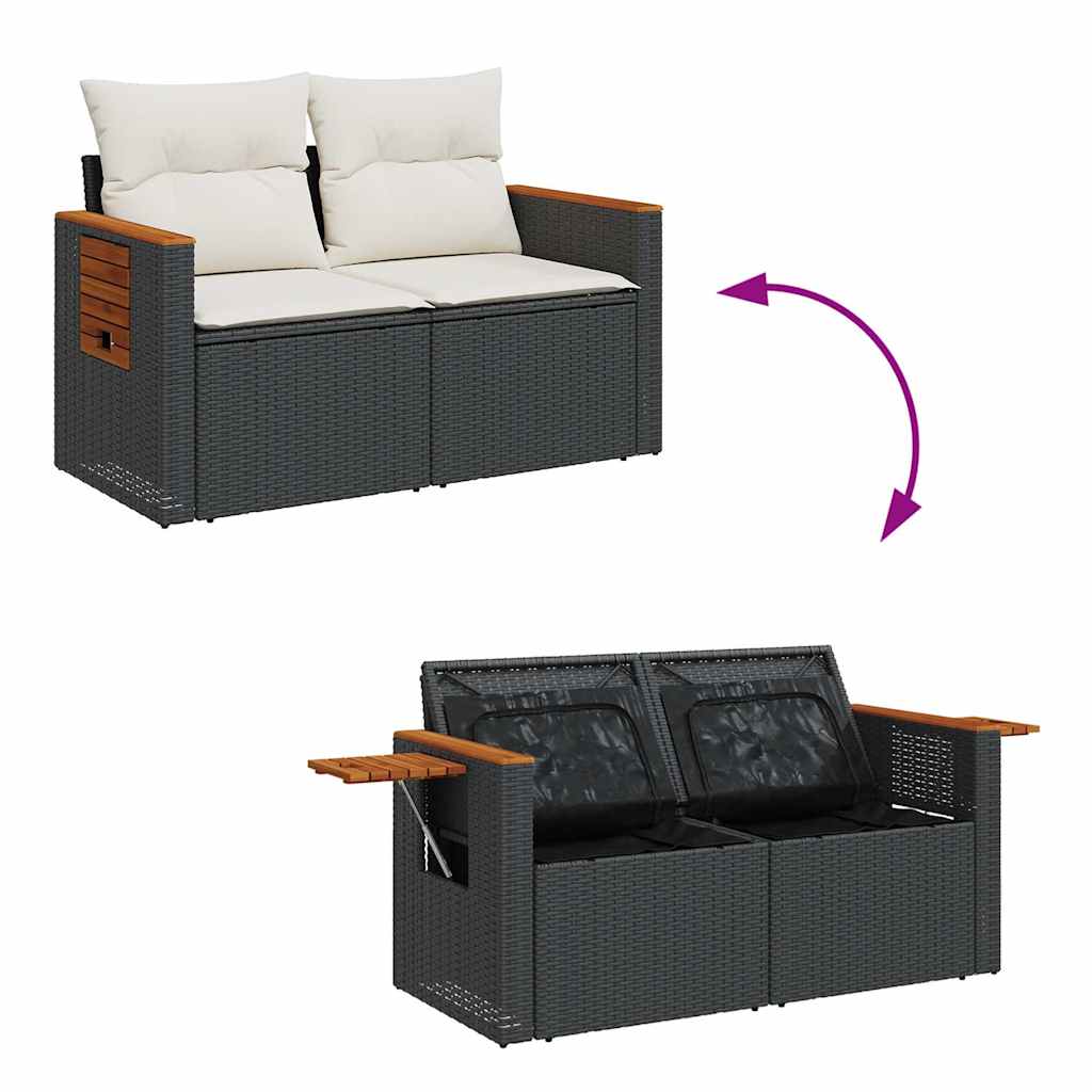 Set Divani da Giardino con Cuscini 7pz Nero Polyrattan | homemem39
