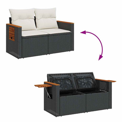 Set Divani da Giardino con Cuscini 7pz Nero Polyrattan | homemem39