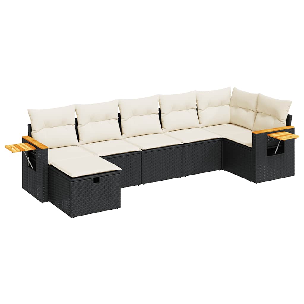 Set Divani da Giardino con Cuscini 7pz Nero Polyrattan | homemem39