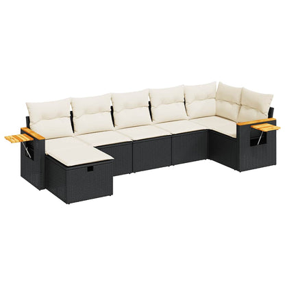Set Divani da Giardino con Cuscini 7pz Nero Polyrattan | homemem39